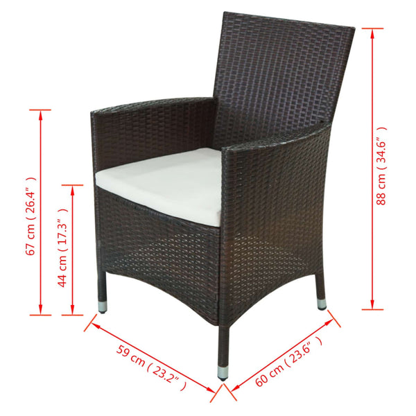 11-teilige Garten Essgruppe Poly Rattan Braun