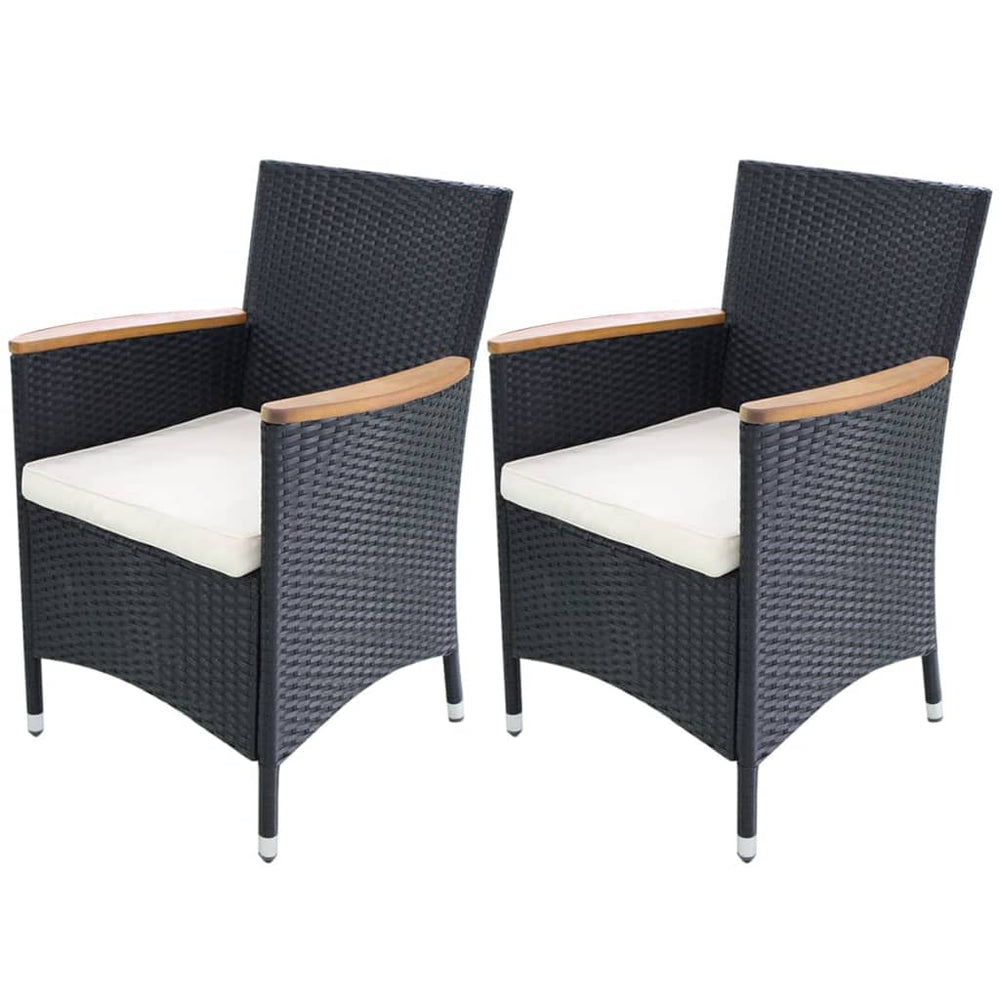 Gartenstühle 2er Set Poly Rattan Schwarz