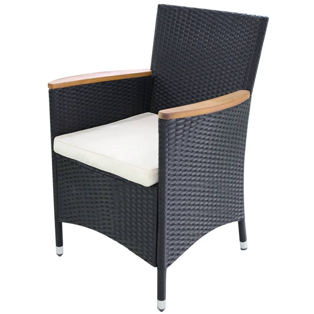 Gartenstühle 2er Set Poly Rattan Schwarz