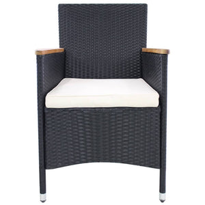 Gartenstühle 2er Set Poly Rattan Schwarz