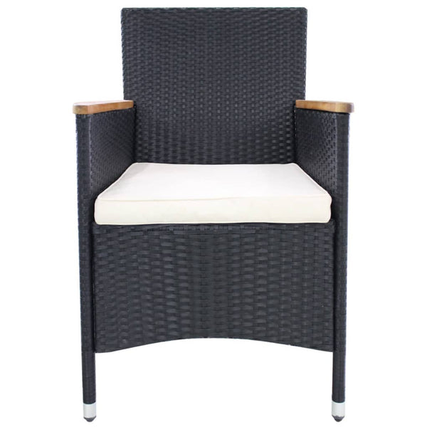 Gartenstühle 2er Set Poly Rattan Schwarz