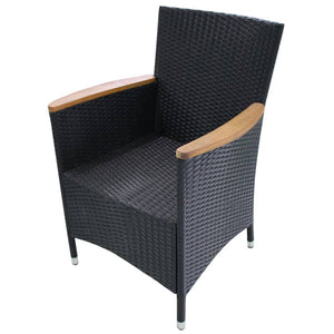 Gartenstühle 2er Set Poly Rattan Schwarz