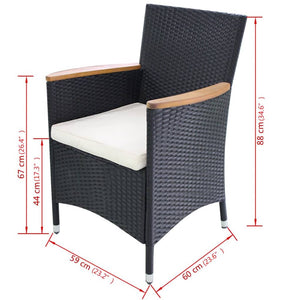 Gartenstühle 2er Set Poly Rattan Schwarz
