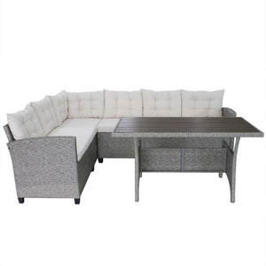 3-tlg. Garten-Lounge-Set mit Auflagen Poly Rattan Grau