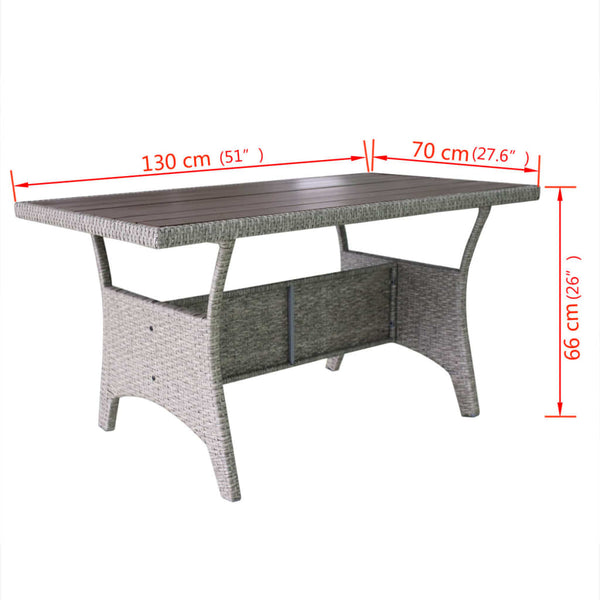 3-tlg. Garten-Lounge-Set mit Auflagen Poly Rattan Grau