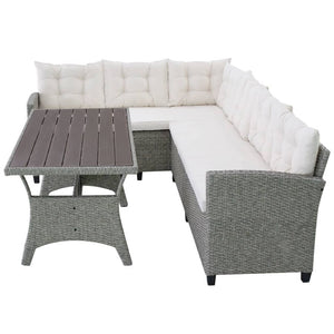 3-tlg. Garten-Lounge-Set mit Auflagen Poly Rattan Grau