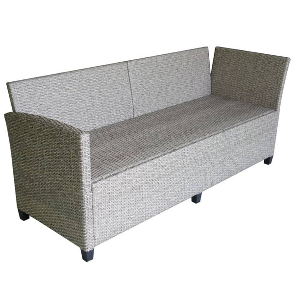3-tlg. Garten-Lounge-Set mit Auflagen Poly Rattan Grau