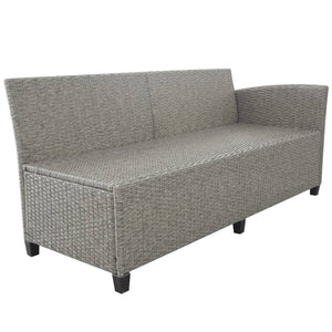 3-tlg. Garten-Lounge-Set mit Auflagen Poly Rattan Grau