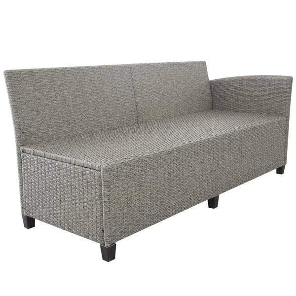 3-tlg. Garten-Lounge-Set mit Auflagen Poly Rattan Grau