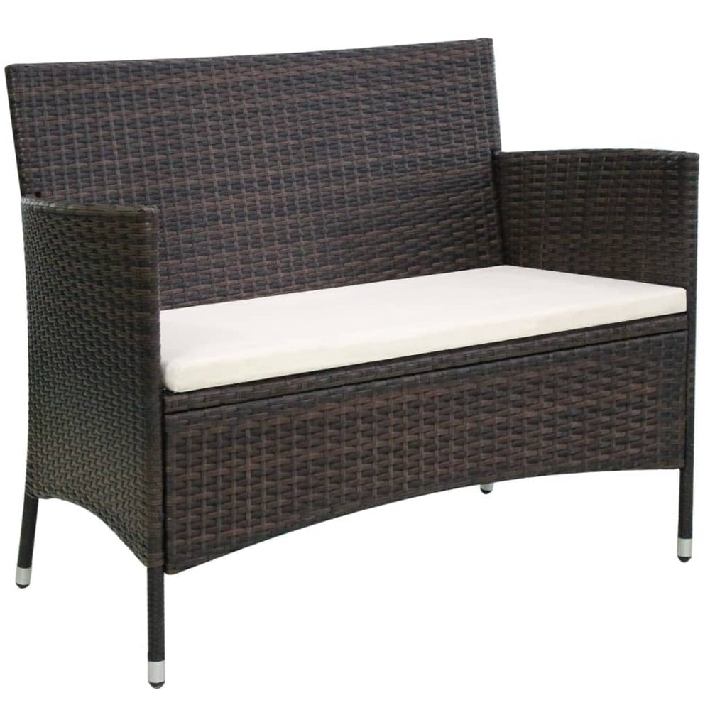 Gartenbank Poly Rattan Braun 106 cm