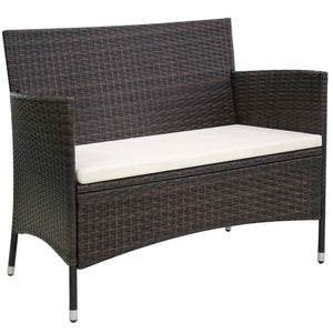 Gartenbank Poly Rattan Braun 106 cm