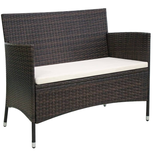 Gartenbank Poly Rattan Braun 106 cm