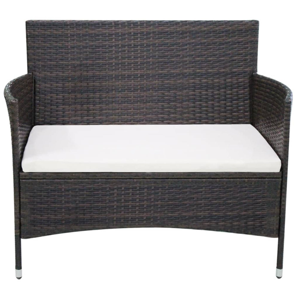Gartenbank Poly Rattan Braun 106 cm