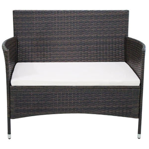 Gartenbank Poly Rattan Braun 106 cm
