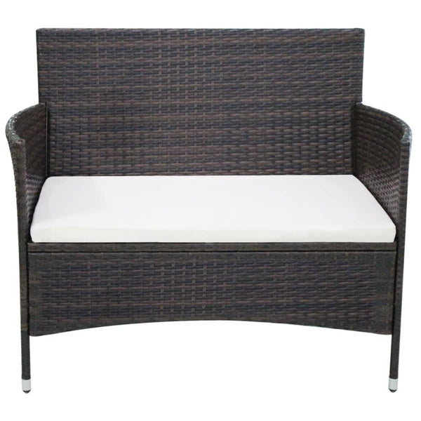 Gartenbank Poly Rattan Braun 106 cm