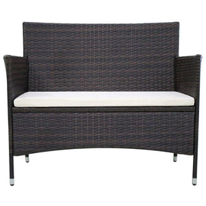 Gartenbank Poly Rattan Braun 106 cm
