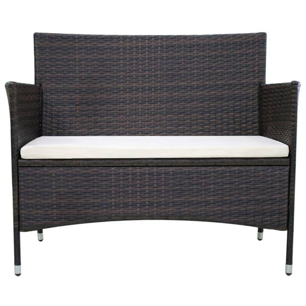 Gartenbank Poly Rattan Braun 106 cm