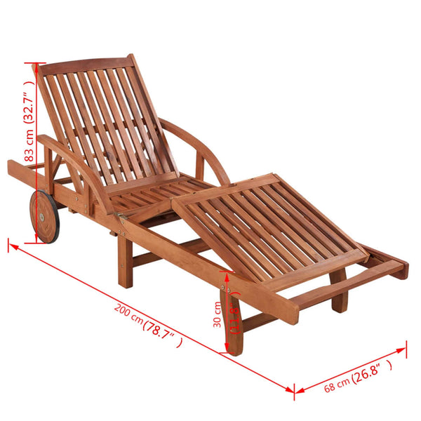 Akazienholz Sonnenliege mit Tisch