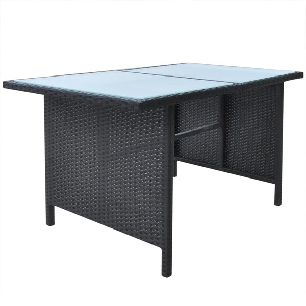 6-tlg. Garten Essgruppe Poly Rattan Schwarz mit Kissen