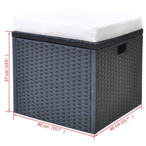6-tlg. Garten Essgruppe Poly Rattan Schwarz mit Kissen