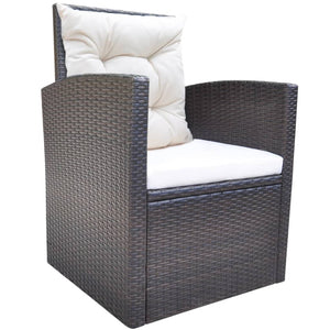 6-tlg. Garten Essgruppe Poly Rattan Braun