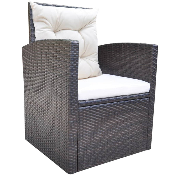 6-tlg. Garten Essgruppe Poly Rattan Braun