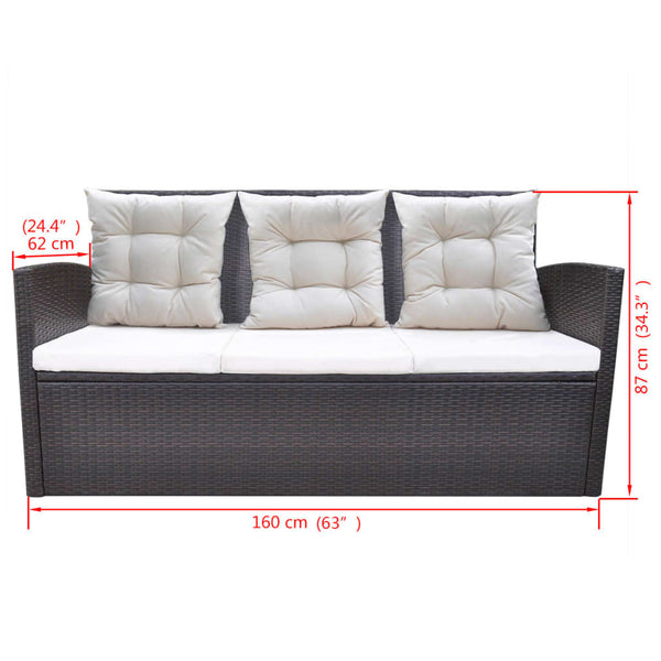 6-tlg. Garten Essgruppe Poly Rattan Braun