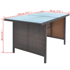 6-tlg. Garten Essgruppe Poly Rattan Braun