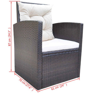 6-tlg. Garten Essgruppe Poly Rattan Braun