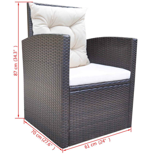 6-tlg. Garten Essgruppe Poly Rattan Braun
