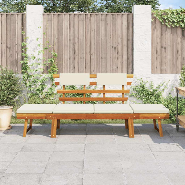 vidaXL Banc de jardin 2-en-1 avec coussins 190 cm Bois d'acacia massif