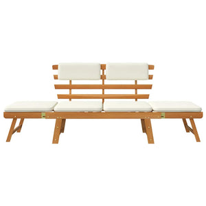vidaXL Banc de jardin 2-en-1 avec coussins 190 cm Bois d'acacia massif