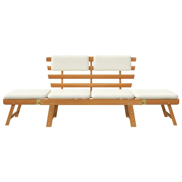 vidaXL Banc de jardin 2-en-1 avec coussins 190 cm Bois d'acacia massif