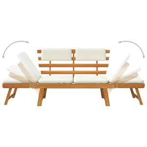 vidaXL Banc de jardin 2-en-1 avec coussins 190 cm Bois d'acacia massif