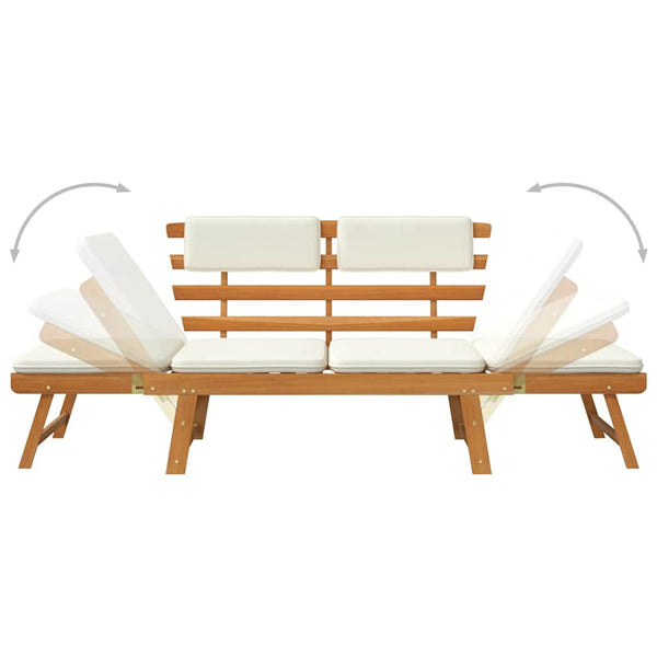 vidaXL Banc de jardin 2-en-1 avec coussins 190 cm Bois d'acacia massif
