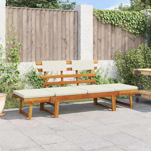 vidaXL Banc de jardin 2-en-1 avec coussins 190 cm Bois d'acacia massif