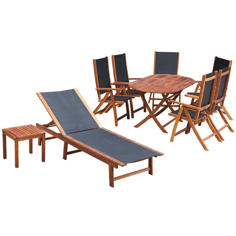 vidaXL Salon de jardin à dîner 9 pcs avec coussins Bois d'acacia massif