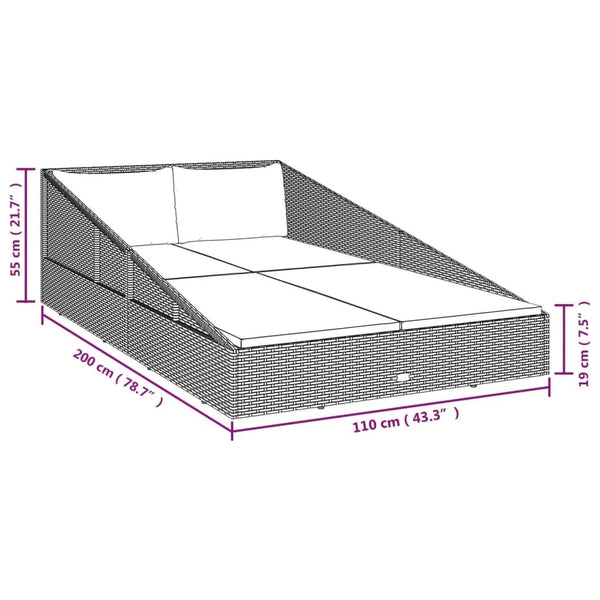 Gartenbett Braun Poly Rattan 110x200 cm