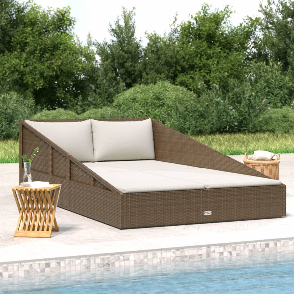 Gartenbett Braun Poly Rattan 110x200 cm