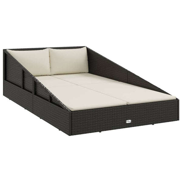 Schwarzes Gartenbett 110x200 cm Poly Rattan