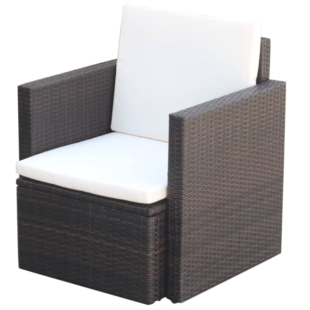 Gartenstuhl Poly Rattan Braun mit Kissen