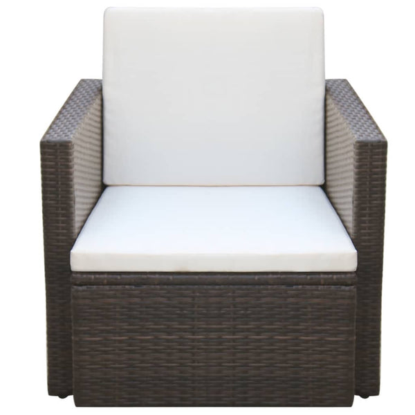 Gartenstuhl Poly Rattan Braun mit Kissen