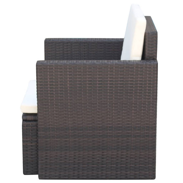 Gartenstuhl Poly Rattan Braun mit Kissen