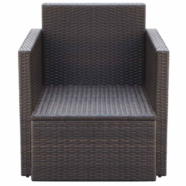 Gartenstuhl Poly Rattan Braun mit Kissen