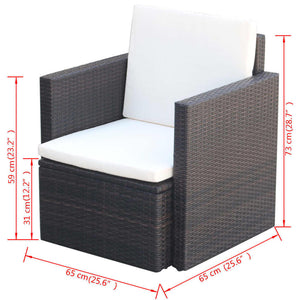 Gartenstuhl Poly Rattan Braun mit Kissen