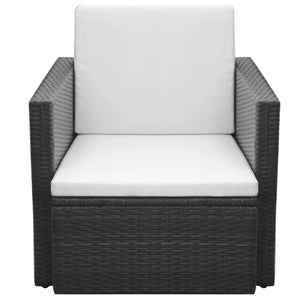 Gartenstuhl Poly Rattan mit Kissen Schwarz