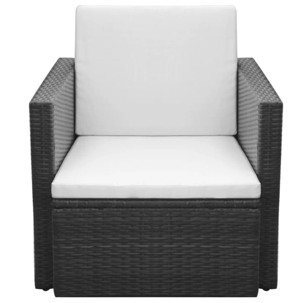 Gartenstuhl Poly Rattan mit Kissen Schwarz