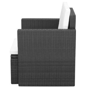 Gartenstuhl Poly Rattan mit Kissen Schwarz