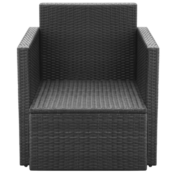 Gartenstuhl Poly Rattan mit Kissen Schwarz