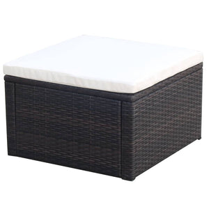 Rattan Hocker mit Kissen Braun 53x53 cm